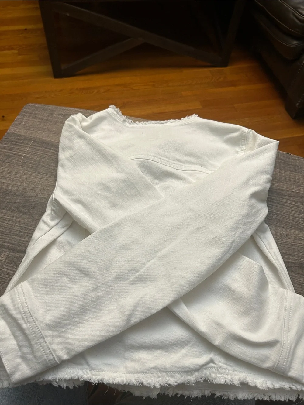 Kensie White Frayed Hem Jean Jacket for Girls